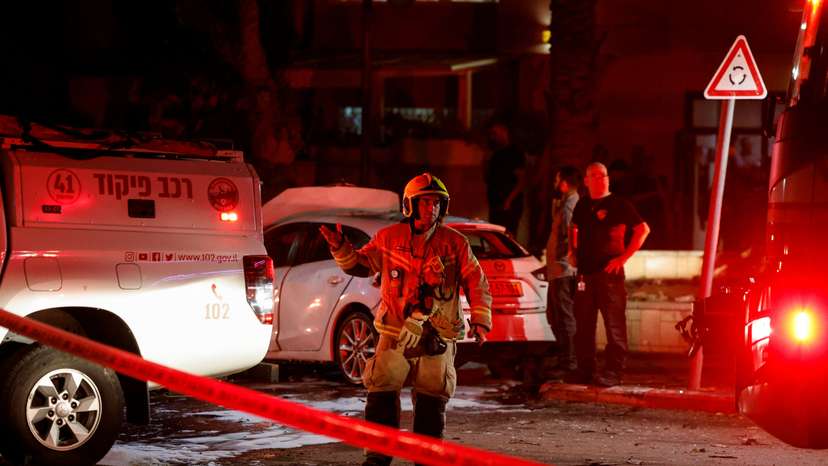 Impact scene following a hit by a rocket fired from the Gaza strip towards Israel, in Ashkelon