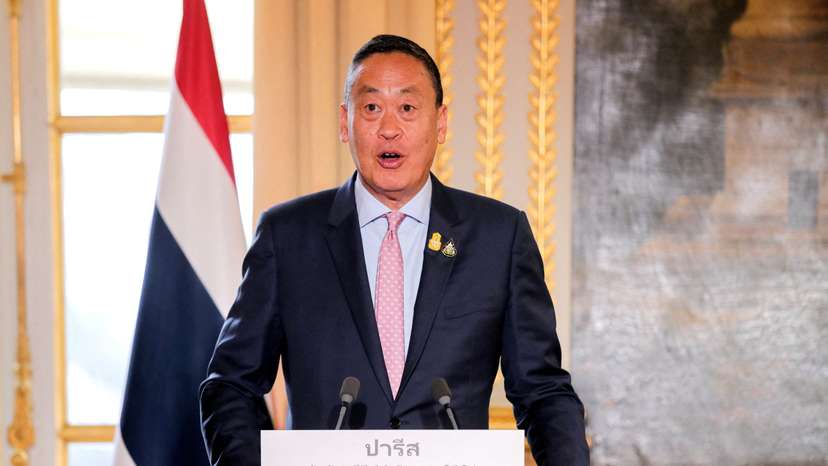 FILE PHOTO: Thailand Prime Minister Thavisin meets French President Macron in Paris