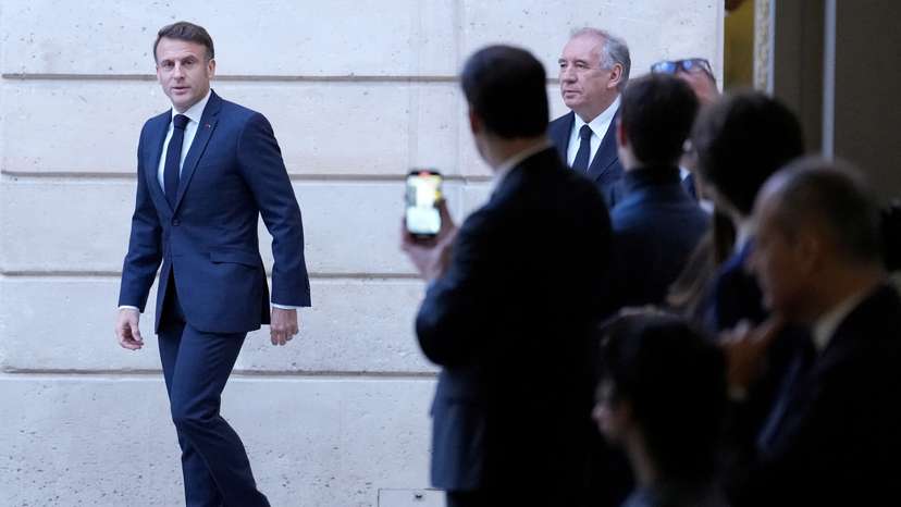 French President Emmanuel Macron delivers his speech, at the Elysee Palace in Paris