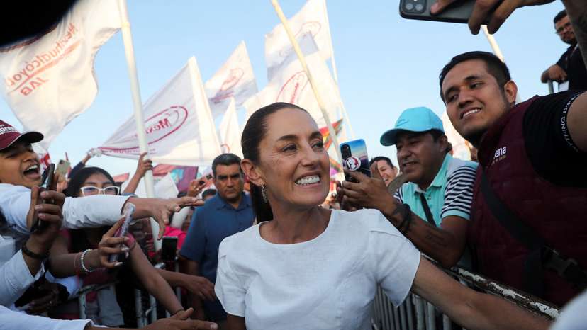 Presidential candidate Claudia Sheinbaum holds a campaign rally in Nezahualcoyotl