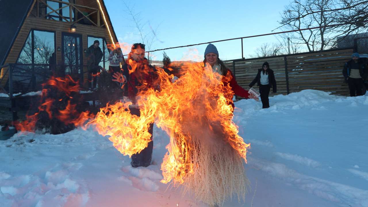 Georgians set decorative tree aflame to usher in hope for new year