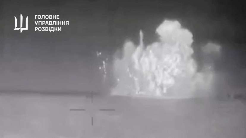 Ukrainian Defence Ministry footage shows what Ukrainian military intelligence said is Russian ship that was damaged by sea drones off Crimea