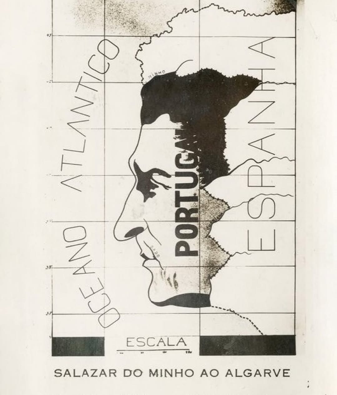 ‘Salazar from Minho to Algarve’ — Portuguese postcard (ca. 1940) showing António de Oliveira Salazar as Portugal. (2)