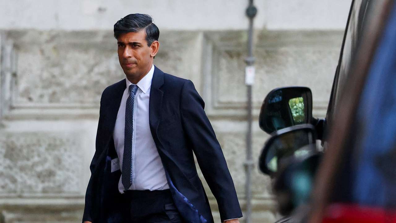 Britain's Prime Minister Rishi Sunak walks outside 10 Downing Street, in London