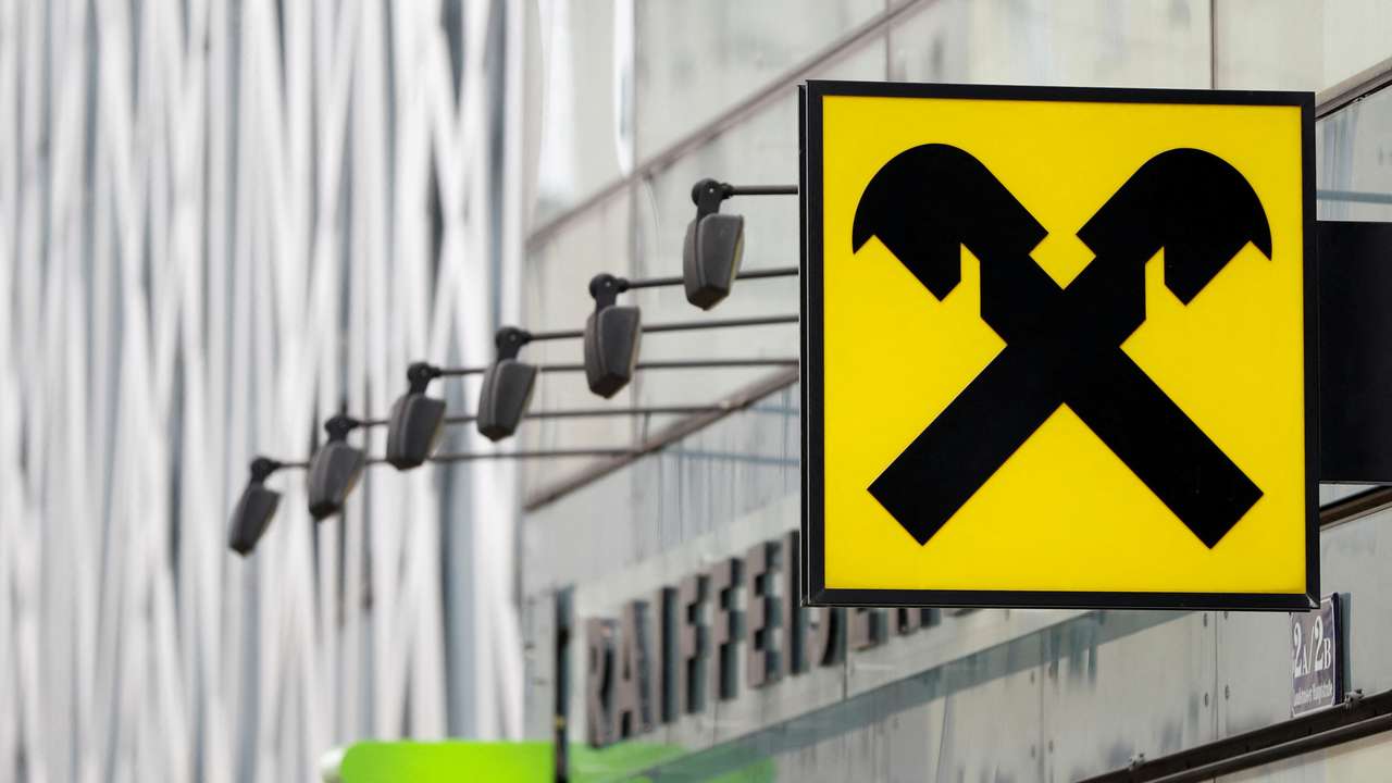 FILE PHOTO: The logo of Raiffeisen Bank International is pictured in Vienna