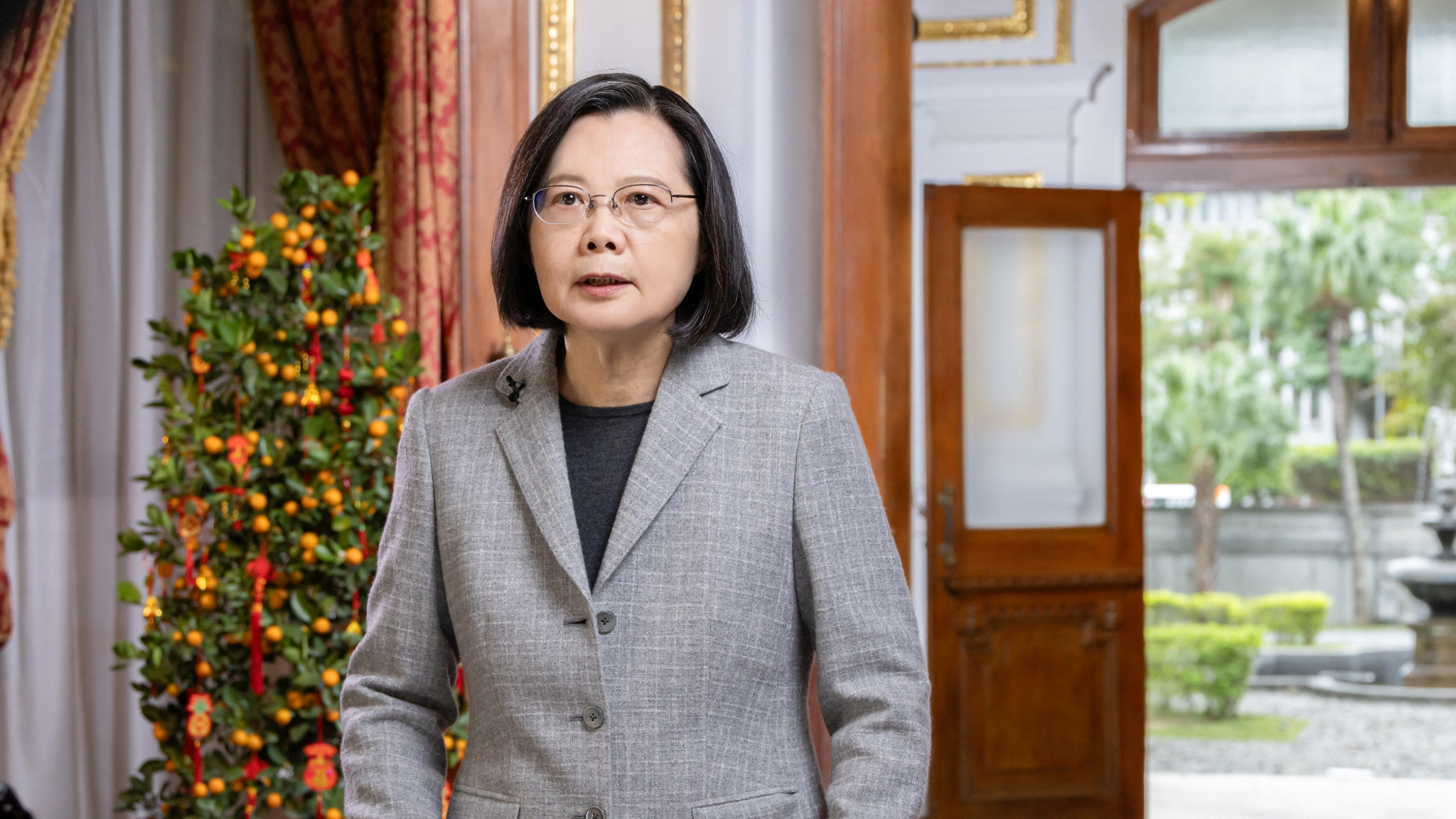 Taiwanese President Tsai Ing-wen gives a Lunar New Year message