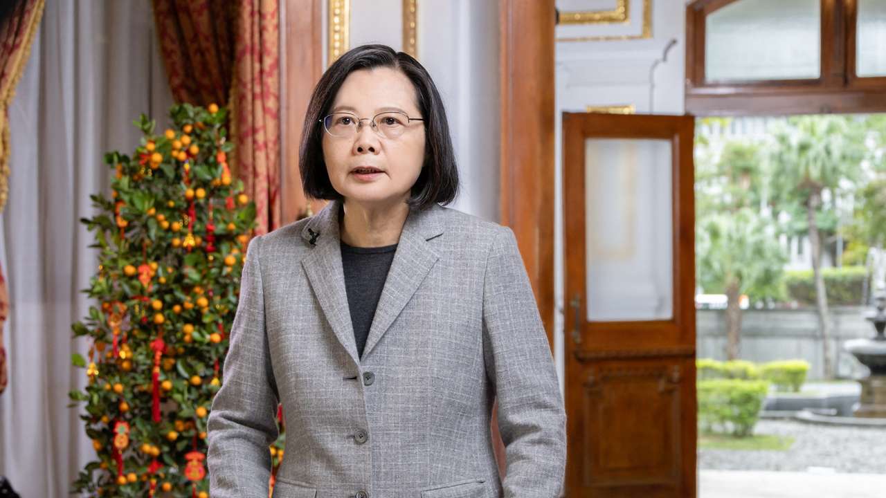 Taiwanese President Tsai Ing-wen gives a Lunar New Year message