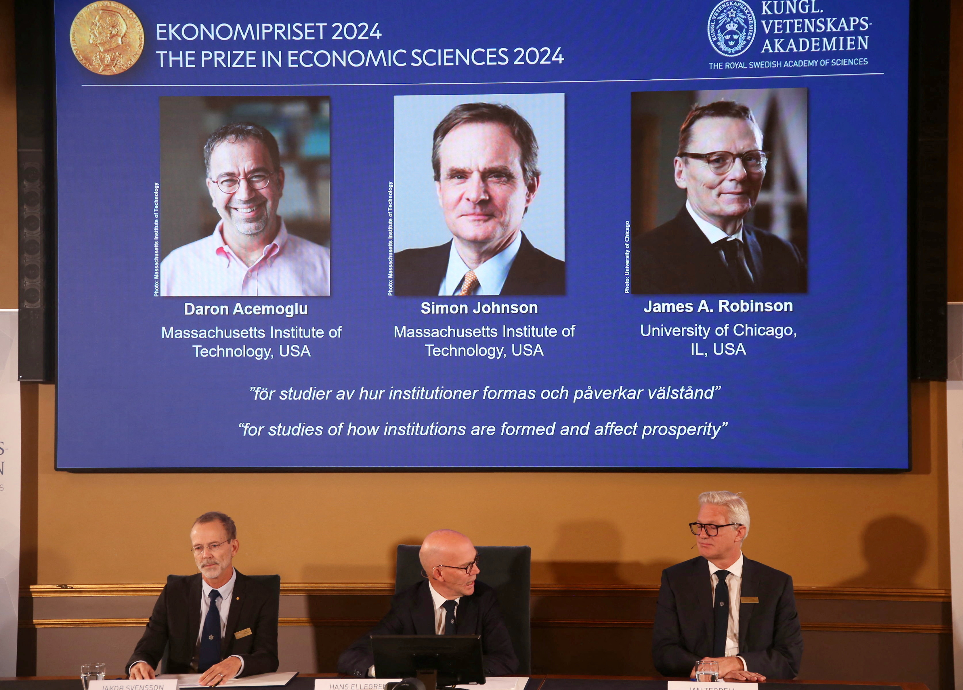 Announcement of the Nobel 2024 Economics Prize in Stockholm