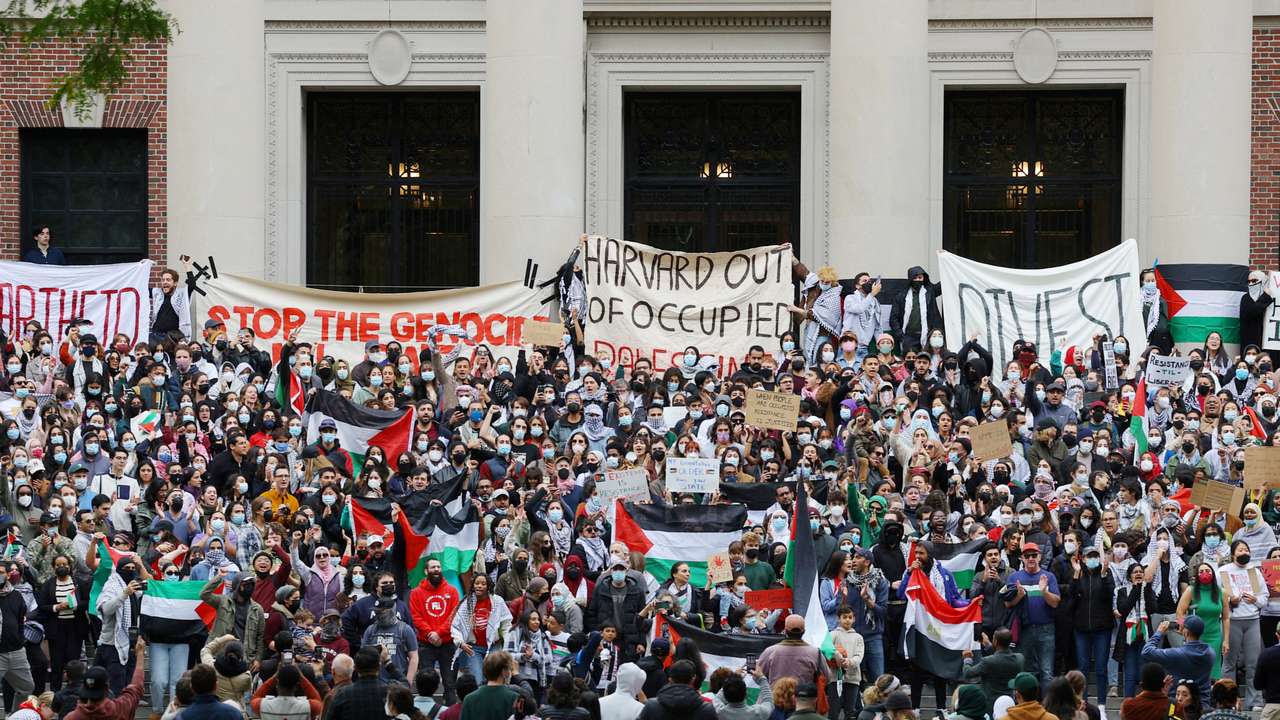 FILE PHOTO: "Stand with Palestinians Under Siege in Gaza" rally at Harvard University in Cambridge