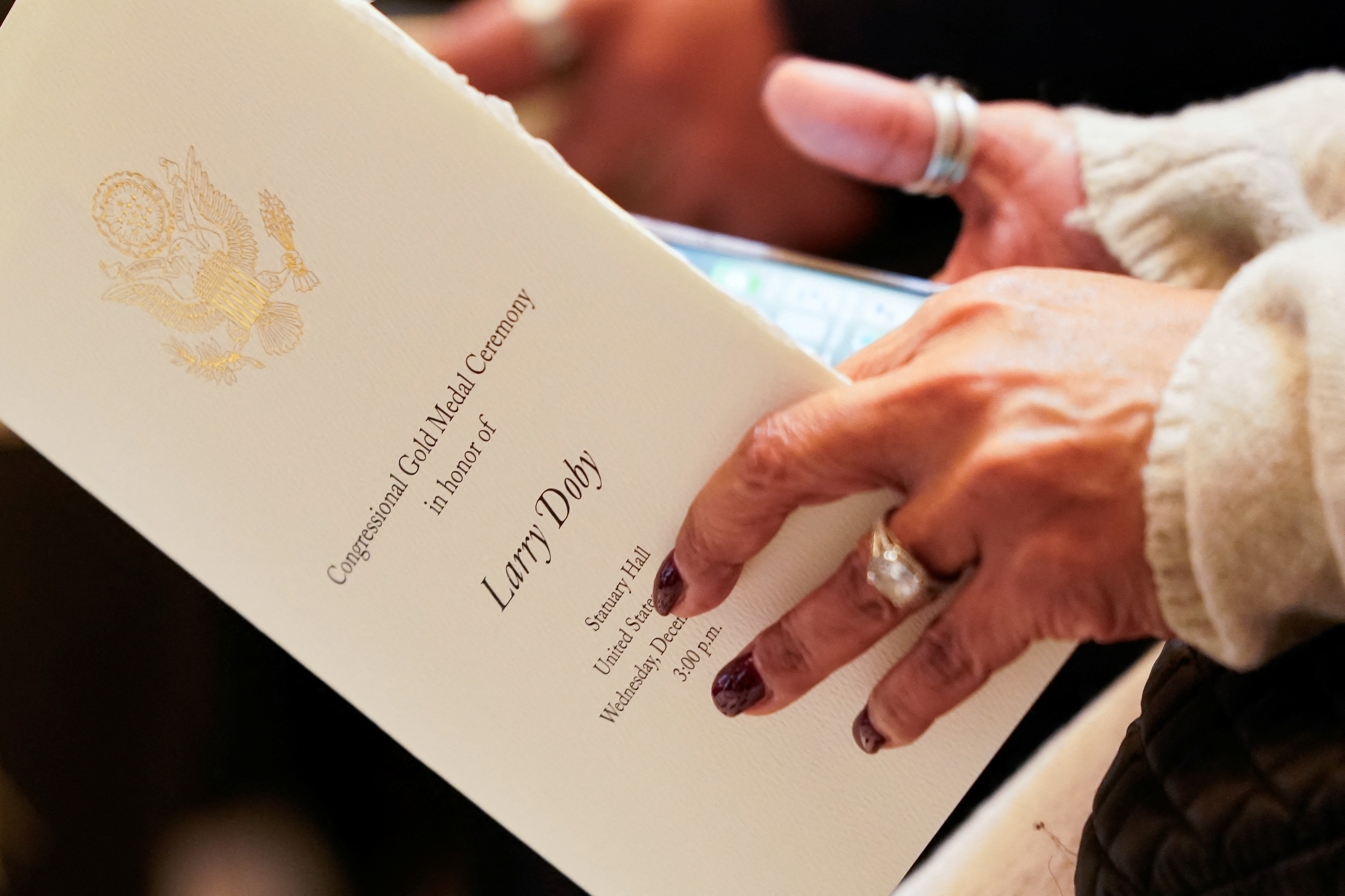 Congressional Gold Medal ceremony posthumously honoring Major League Baseball player, civil rights activist and World War II veteran, Lawrence Eugene “Larry” Doby, at the U.S. Capitol in Washington