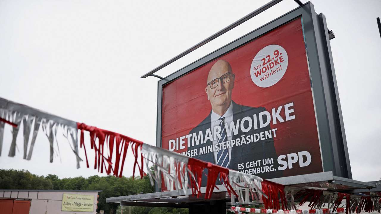 FILE PHOTO: Election campaign posters ahead of the upcoming Brandenburg election