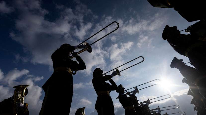 Training for a military parade to mark the 80th anniversary of the end of World War Two, in Beijing