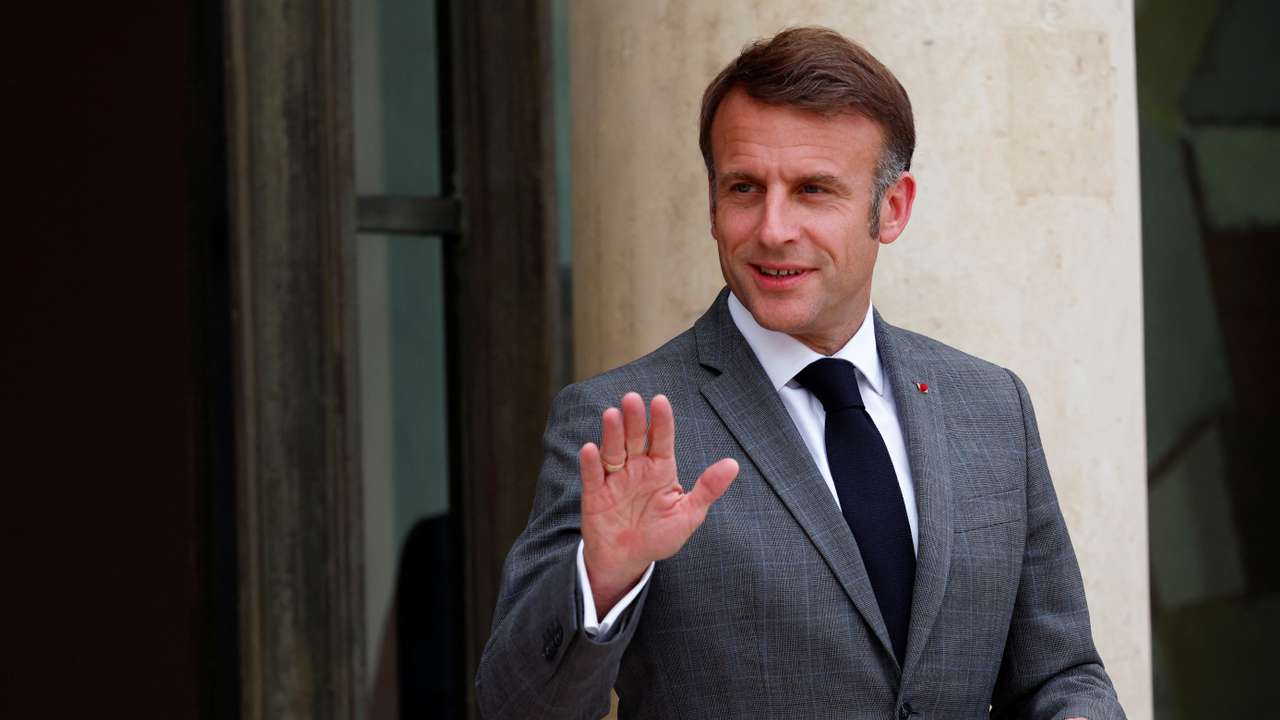 French President Macron at the Elysee Palace in Paris