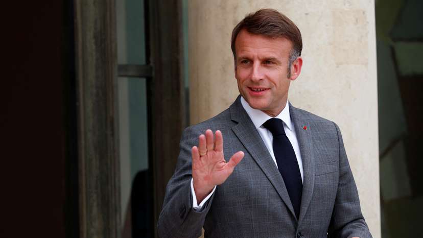 French President Macron at the Elysee Palace in Paris