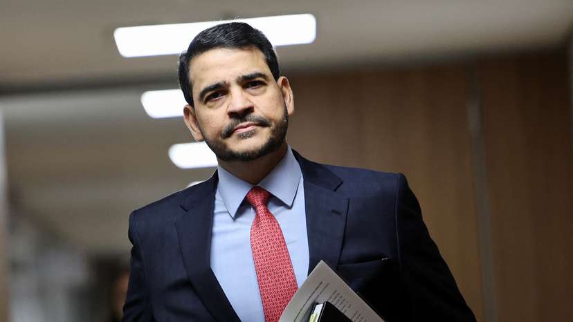 Brazil's Attorney-General of the Union, Jorge Messias attends a press conference