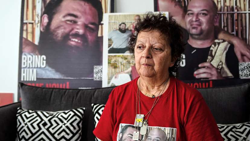 Ruth Strum, the mother of Israeli hostages Iair Horn and Eitan Horn speaks with Reuters, in Kfar Sava