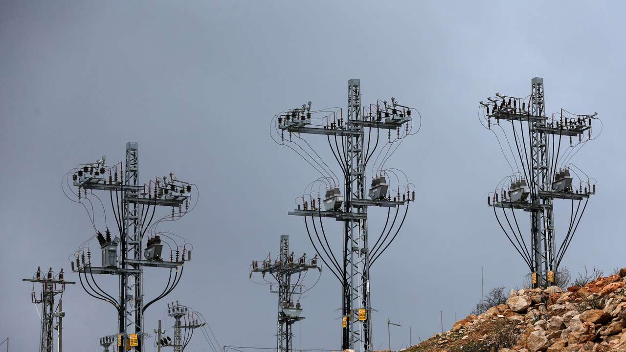 An Israeli power distribution plant is seen in Hebron in the Israeli-occupied West Bank