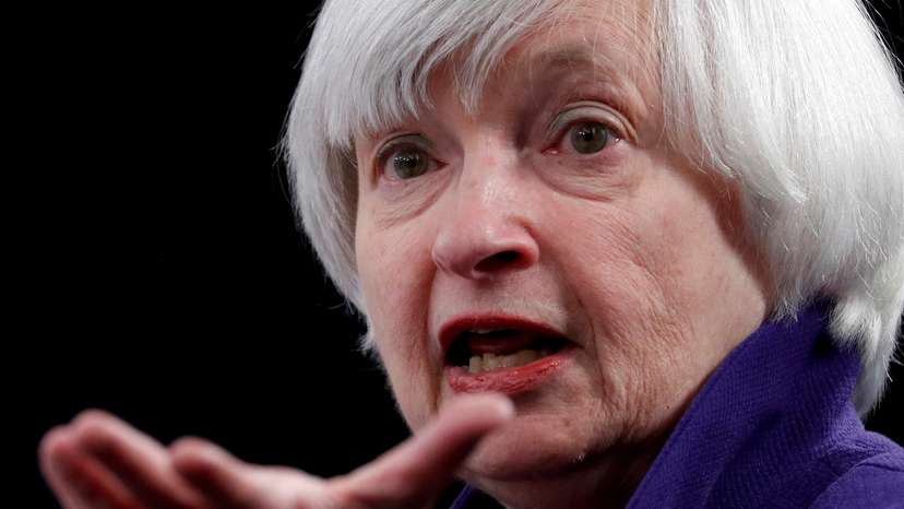 FILE PHOTO: Yellen holds a news conference in Washington