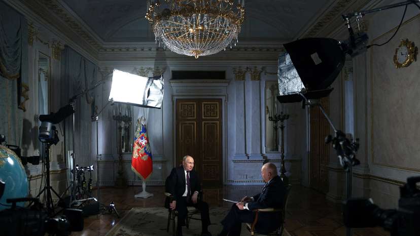 Russian President Putin gives interview in Moscow