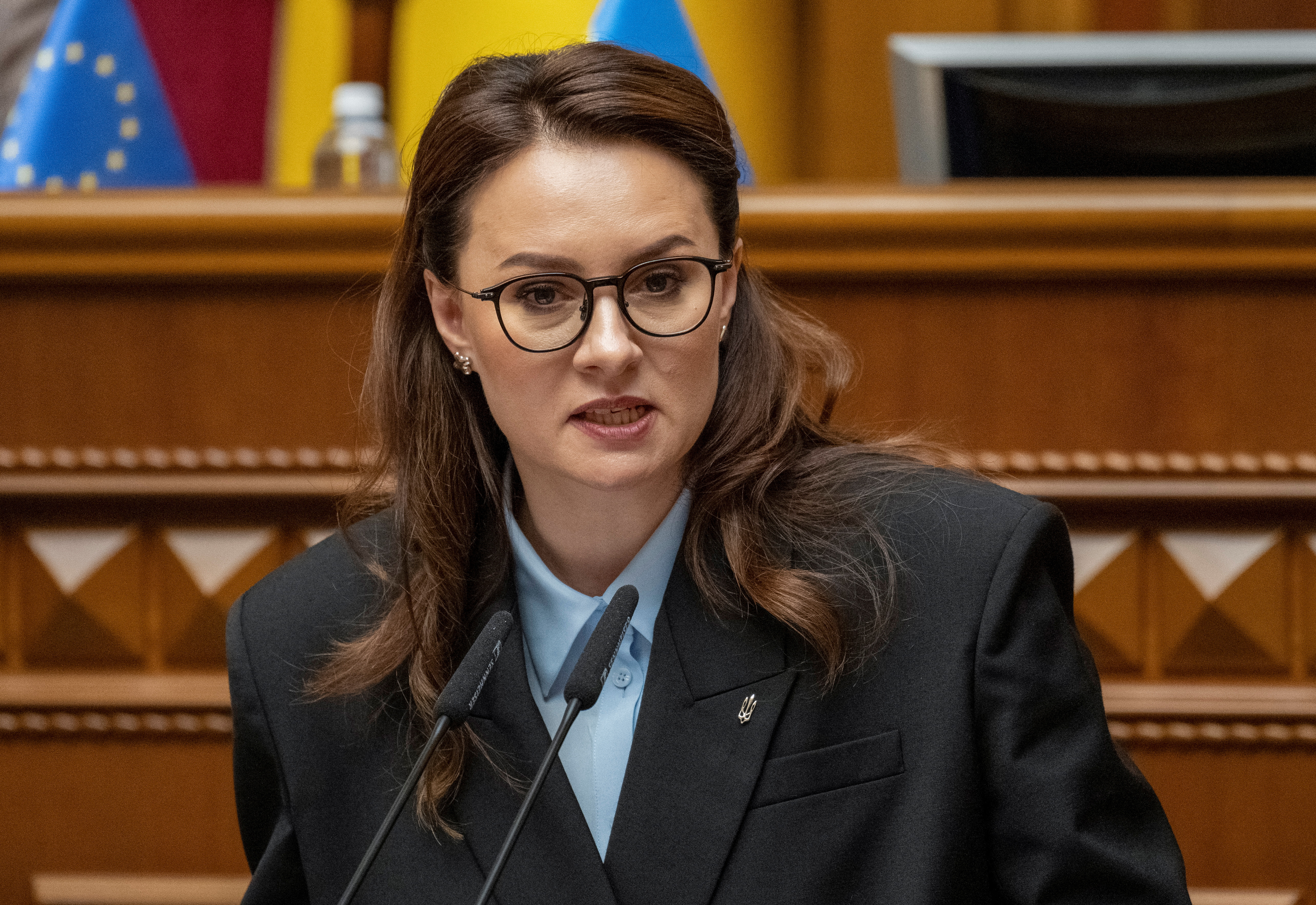 A newly appointed Ukrainian Prime Minister Yulia Svyrydenko attends a session of Ukrainian parliament in Kyiv