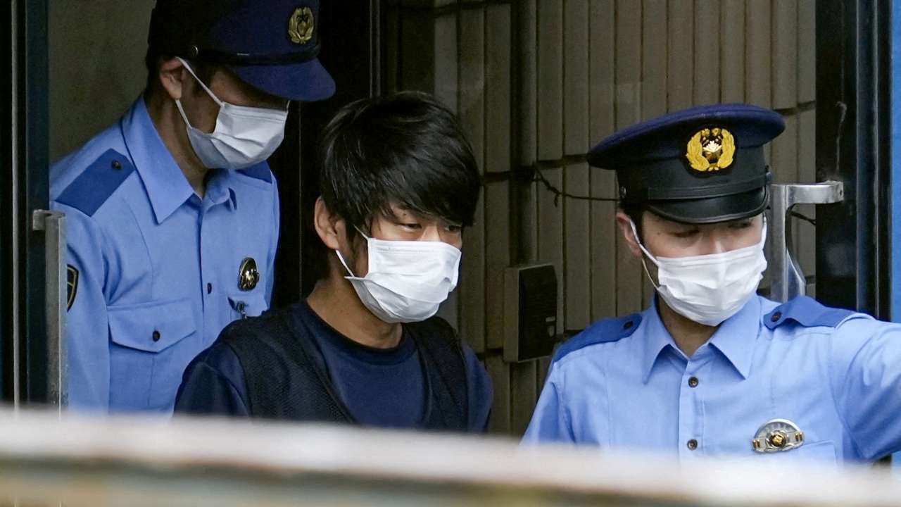 Tetsuya Yamagami, suspected of killing former Japanese premier Shinzo Abe, is taken to prosecutors in Nara, Japan
