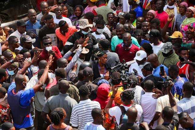 National Democratic Congress (NDC) presidential candidate and former Ghanaian President John Dramani Mahama speaks to the media during the presidential and Parliamentary election, at a polling station in Bole, Ghana, December 7, 2024. REUTERS/Francis Kokoroko