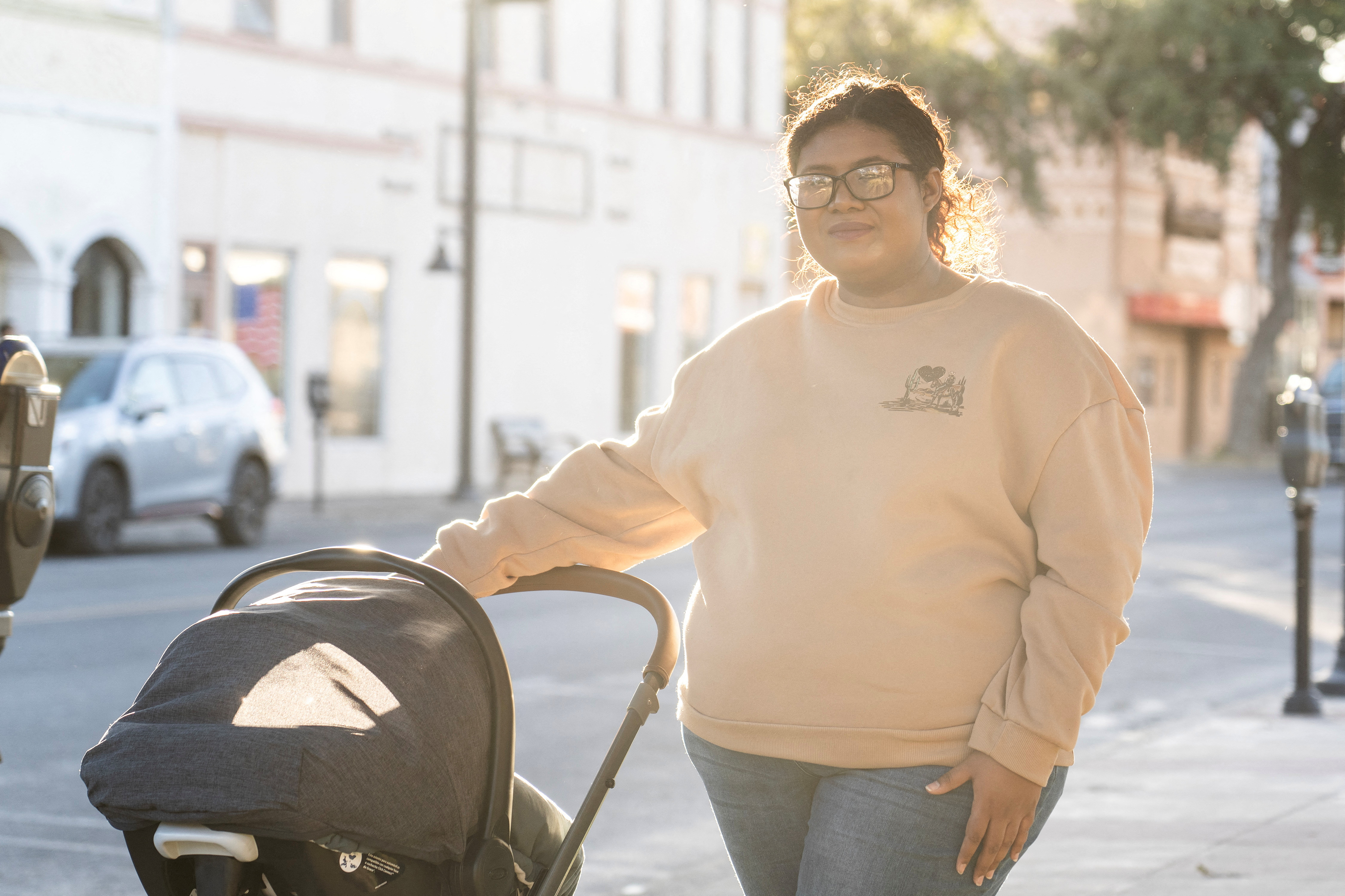 A local resident of Eagle Pass Laurel Cadena poses for a photo in Eagle Pass