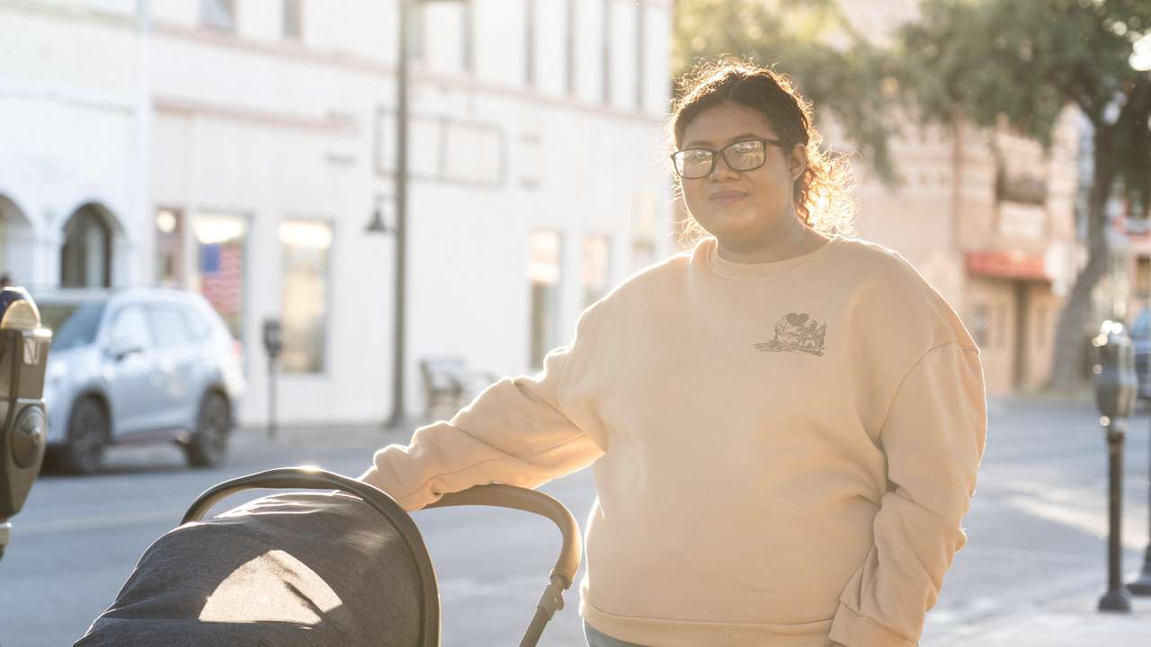 A local resident of Eagle Pass Laurel Cadena poses for a photo in Eagle Pass
