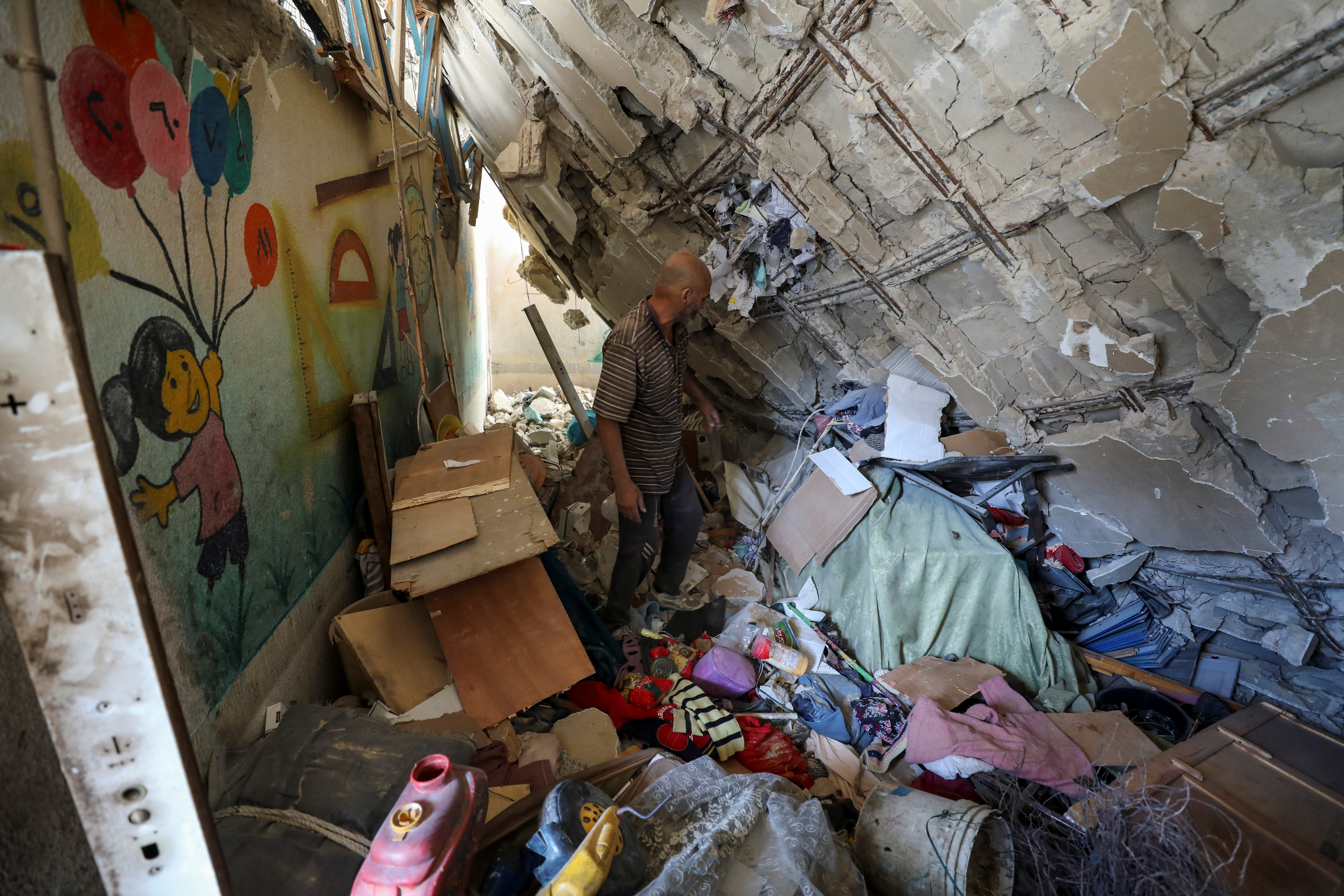 Aftermath of Israeli strike on school-turned-shelter at Beach camp in Gaza City