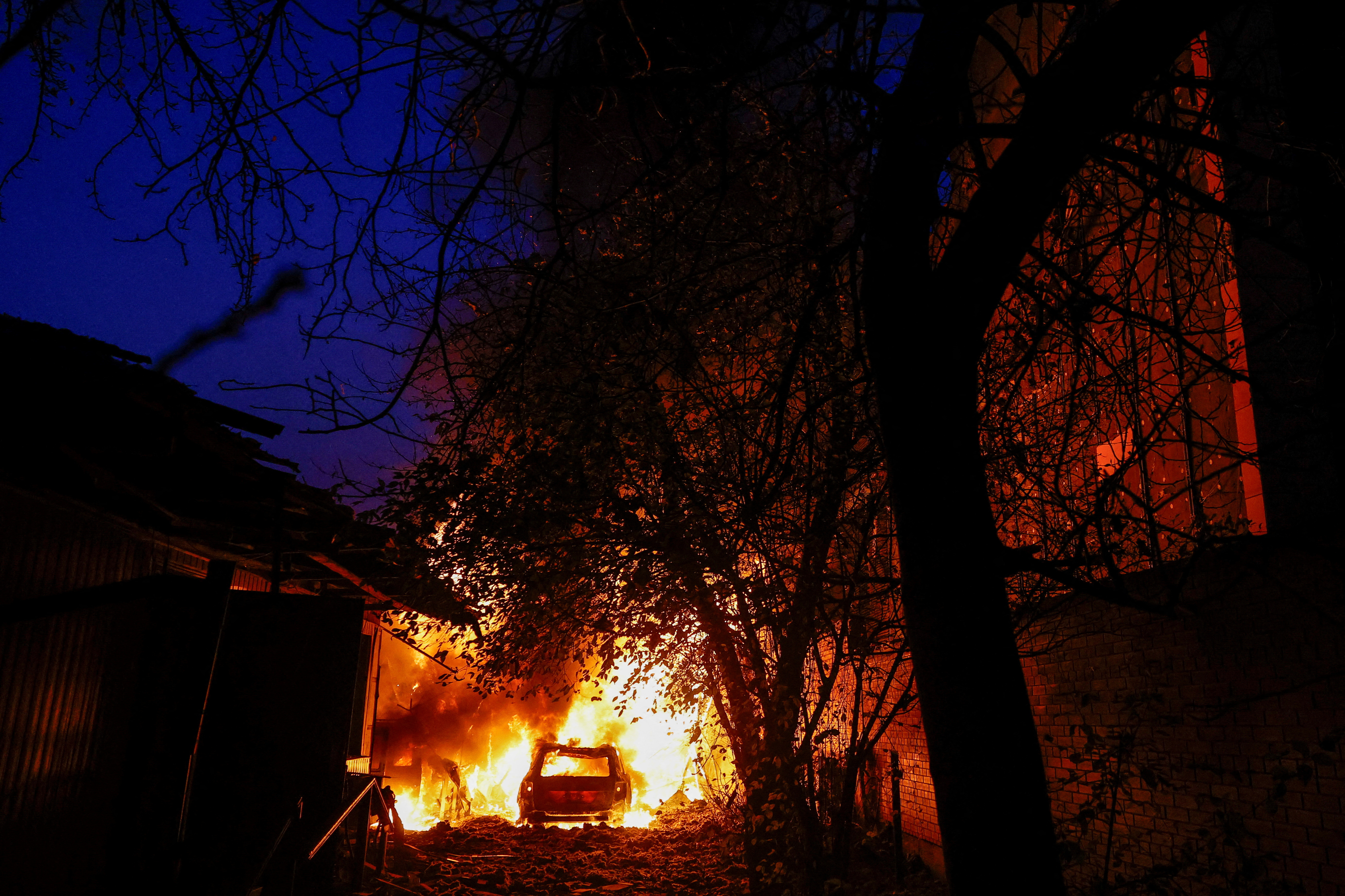FILE PHOTO: Aftermath of a Russian drone attack in Kyiv