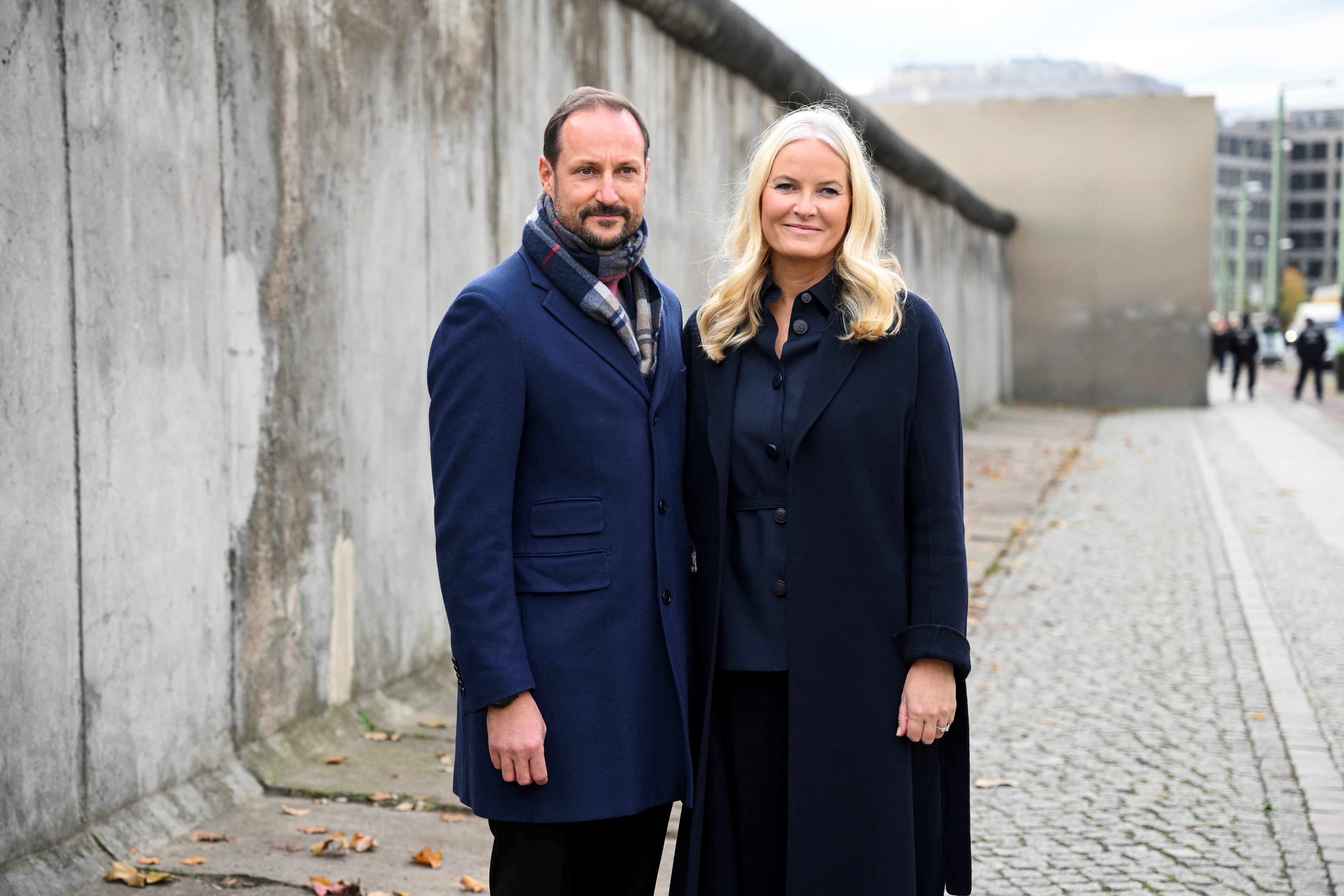 Norway's Crown Prince Haakon and Crown Princess Mette-Marit visit the Berlin Wall memorial in Berlin