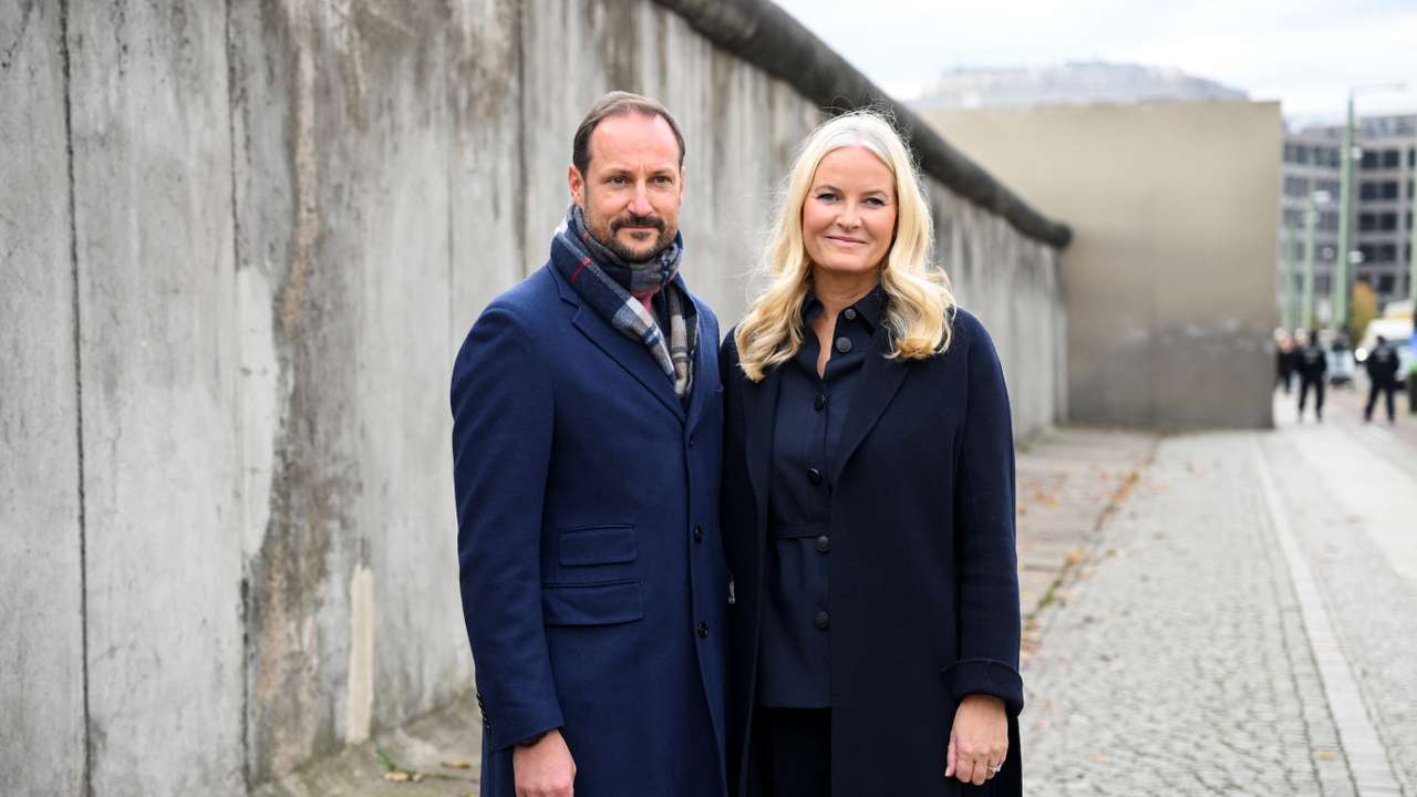 Norway's Crown Prince Haakon and Crown Princess Mette-Marit visit the Berlin Wall memorial in Berlin