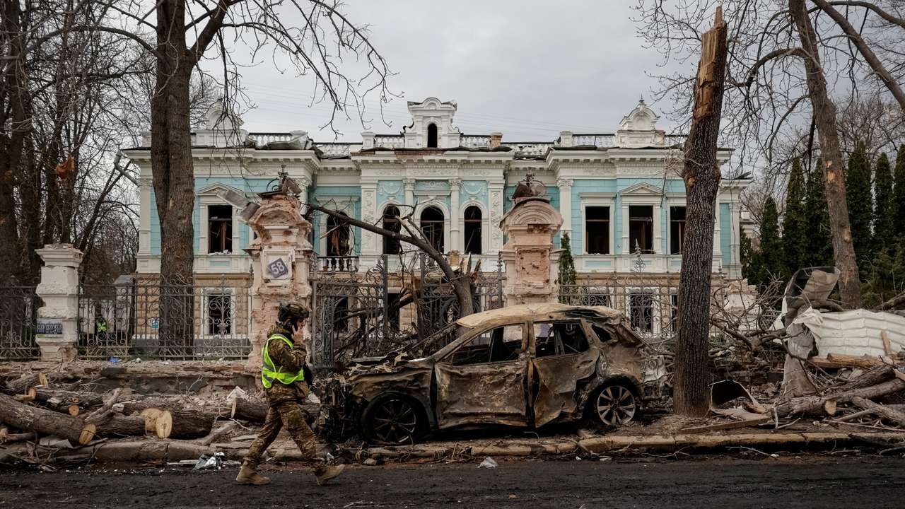 Aftermath of a Russian missile attack in Sumy