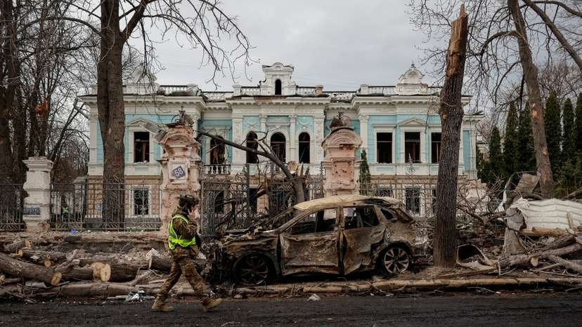 Aftermath of a Russian missile attack in Sumy