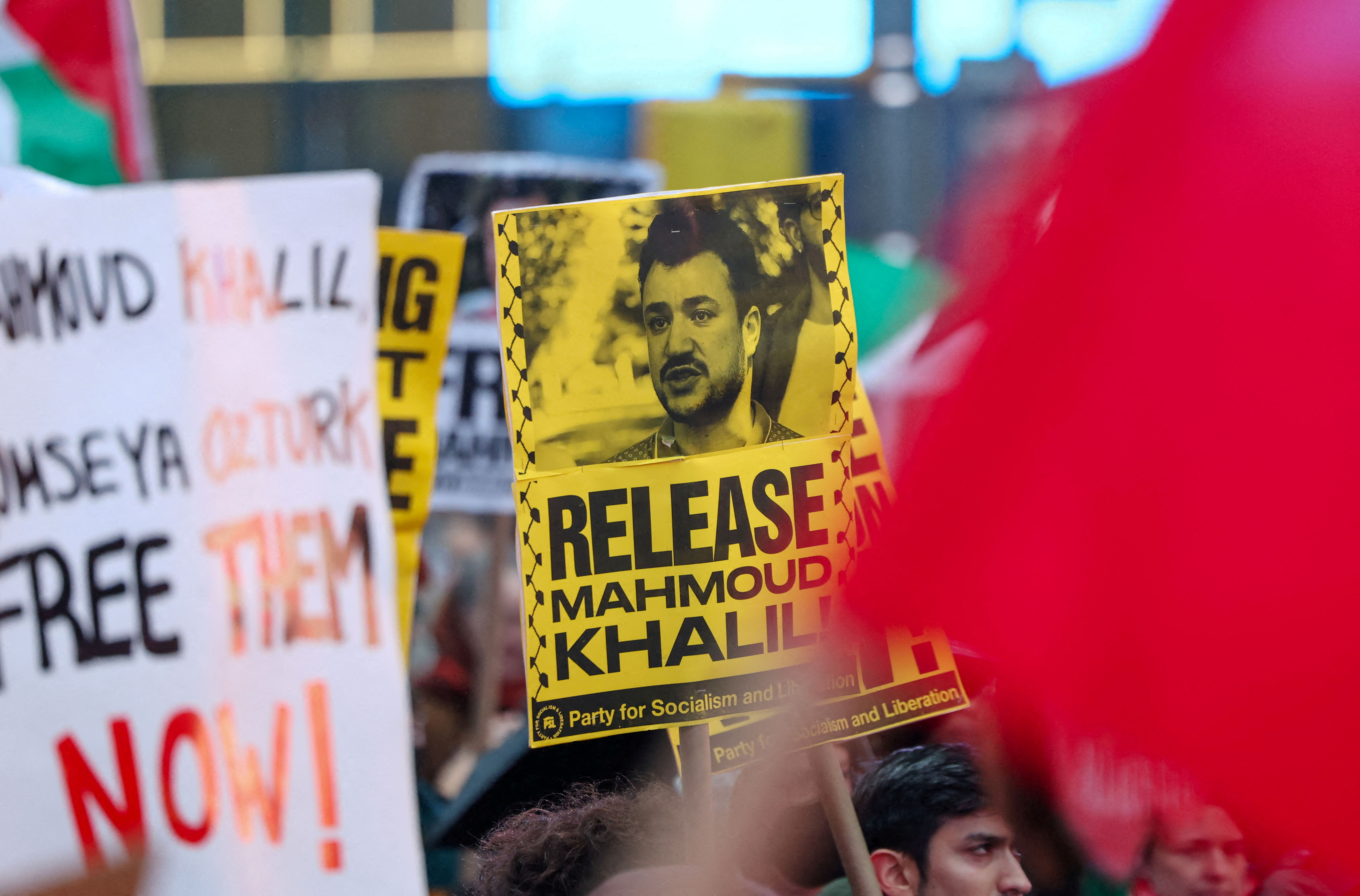 FILE PHOTO: Protesters rally and march for Mahmoud Khalil in New York