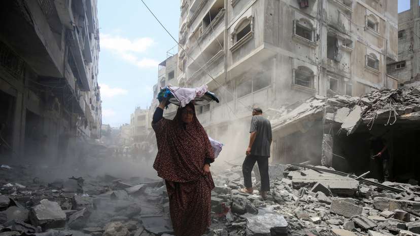Aftermath of a morning Israeli strike on a house, in Gaza City