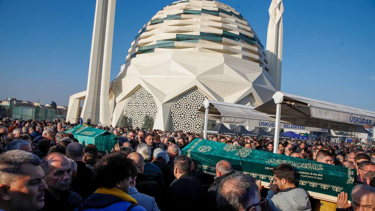 Funeral ceremony for hotel fire victims, in Istanbul