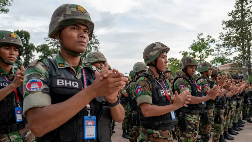 Cambodia's Prime Minister Hun Manet visits a military base near Thailand-Cambodia border