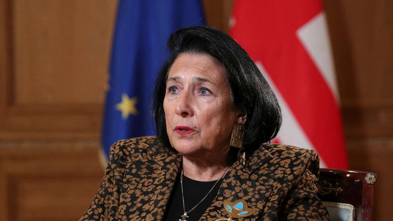 Georgia's President Zourabichvili gives an interview in Tbilisi