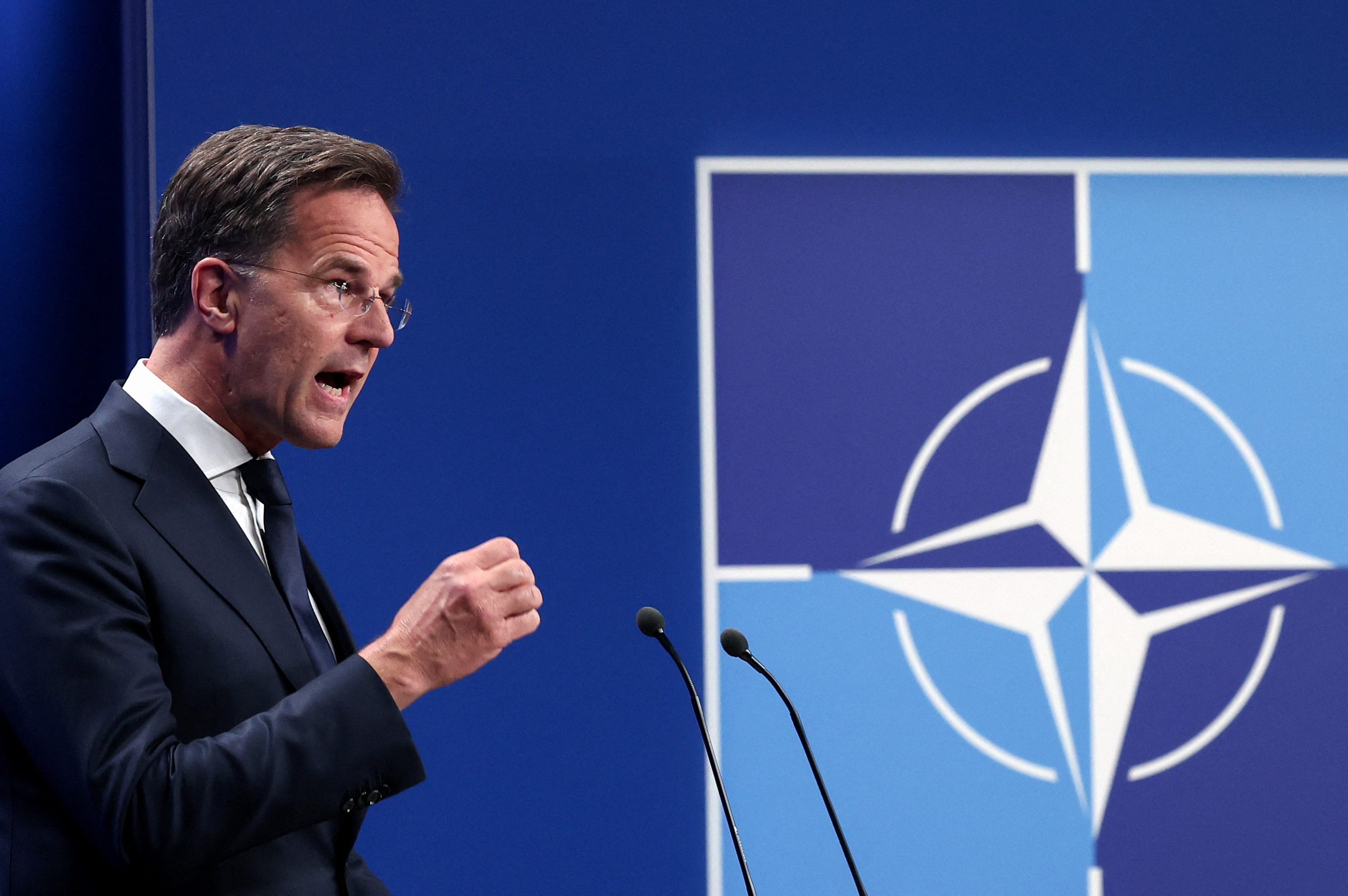 NATO Secretary General Mark Rutte holds a press conference ahead of a NATO summit, in The Hague