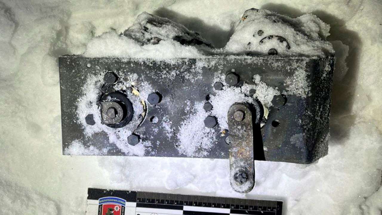 A part of Russian nuclear-capable hypersonic Oreshnik missile system at the site of the Russian missile strike in Lviv region