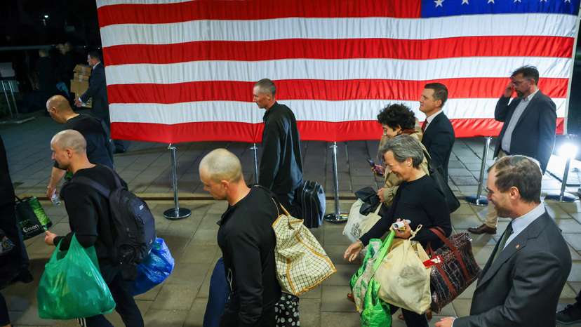 Prisoners released from Belarus are greeted at the U.S. embassy in Vilnius