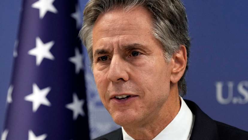 FILE PHOTO: U.S. Secretary of State Antony Blinken speaks in Tel Aviv