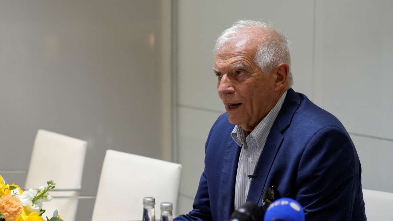 European Union foreign policy chief Josep Borrell speaks during a press conference in Dubai