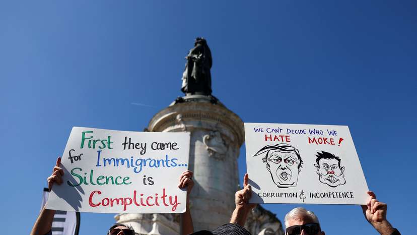 Anti-Trump 'Hands Off!' protest, in Paris