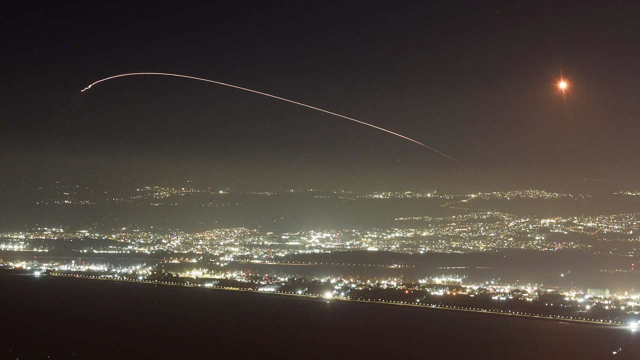 Israel's Iron Dome anti-missile system operates for interceptions as rockets are launched from Lebanon, as seen from Haifa