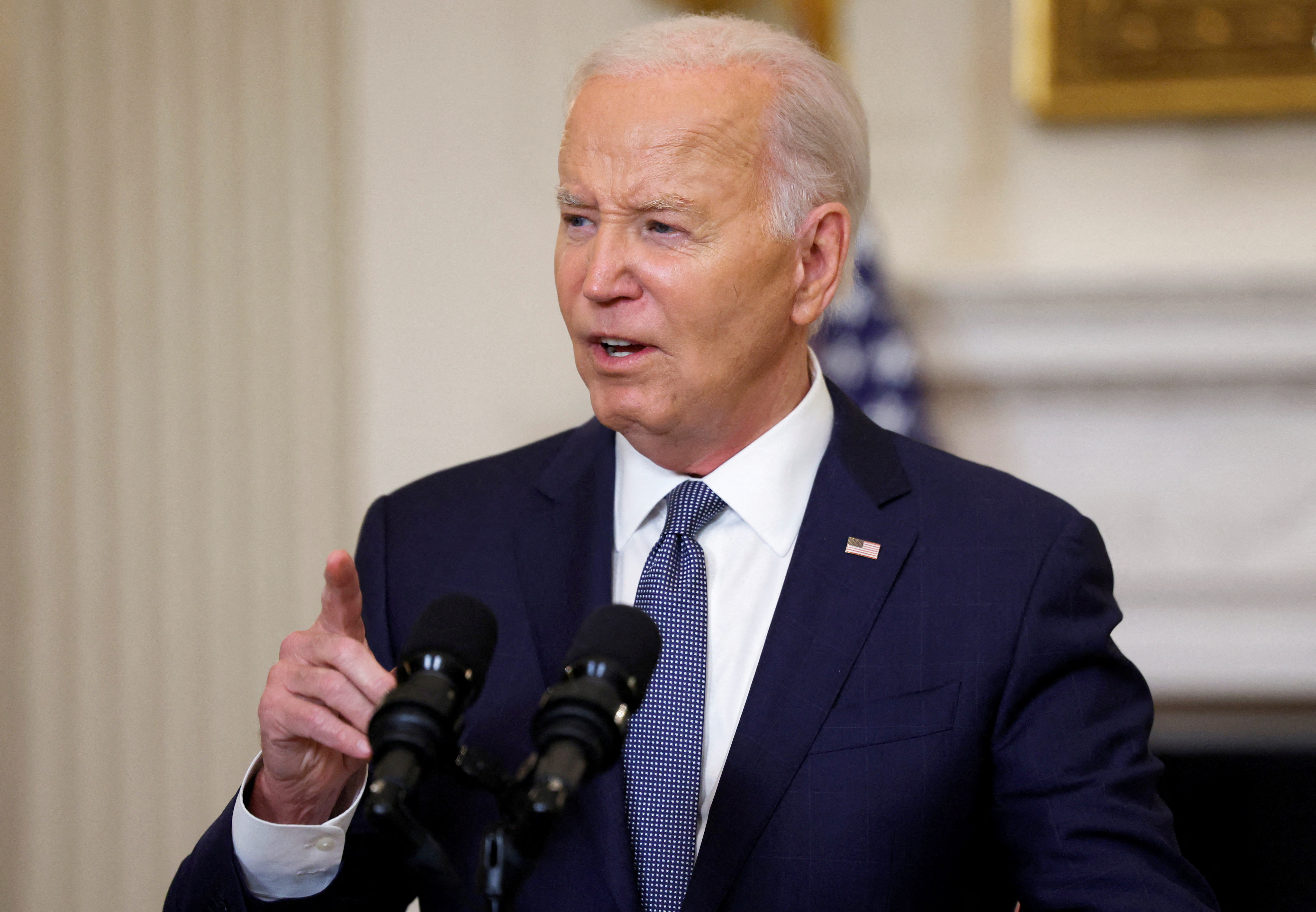 U.S. President Joe Biden delivers remarks on the Middle East at the White House in Washington