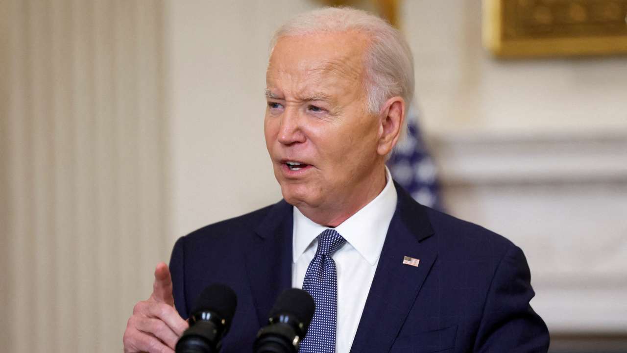 U.S. President Joe Biden delivers remarks on the Middle East at the White House in Washington