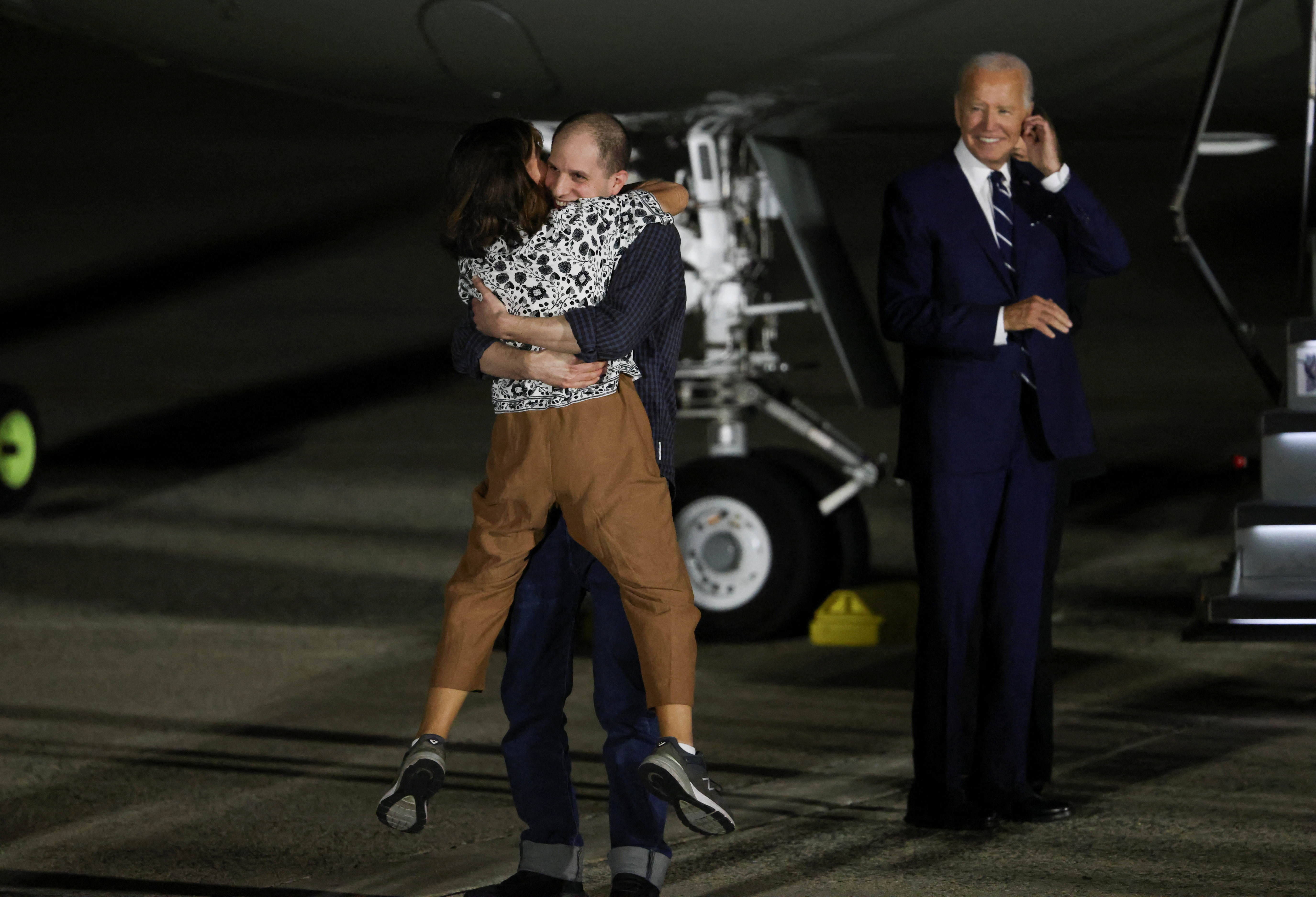 U.S. President Joe Biden meets with Americans released from detention in Russia, upon their arrival at Joint Base Andrews