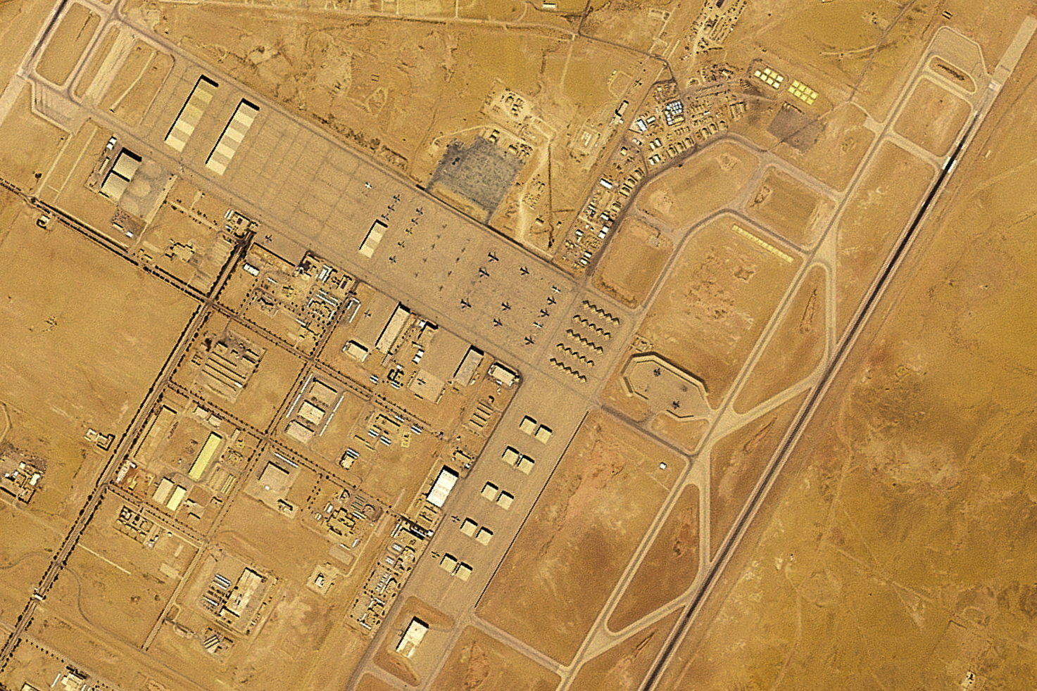 A satellite image shows planes at Prince Sultan Air Base